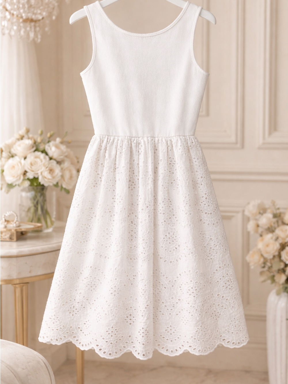 Steve Madden White Eyelet Sleeveless Dress for Girls